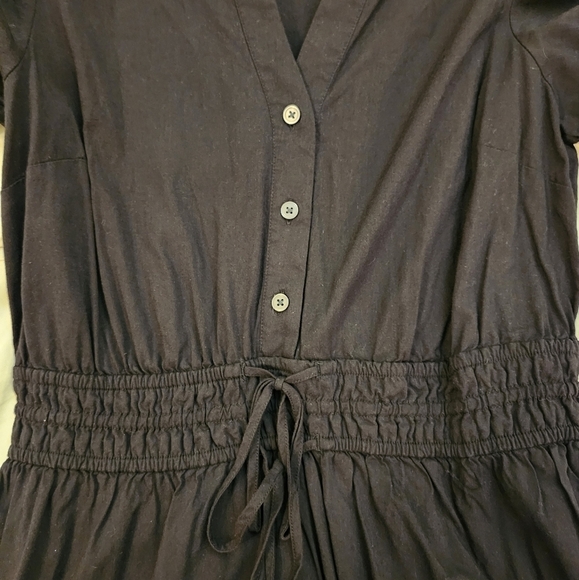 LOFT Size Medium Black Cotton/Rayon Summer Dress With Ruffle Hem NWOT - Picture 3 of 6